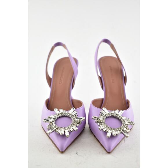 Amina Muaddi 95 Begum Slingback Unicorn Purple Crystal Sandal Heel Pump 36.5 - Picture 4 of 9